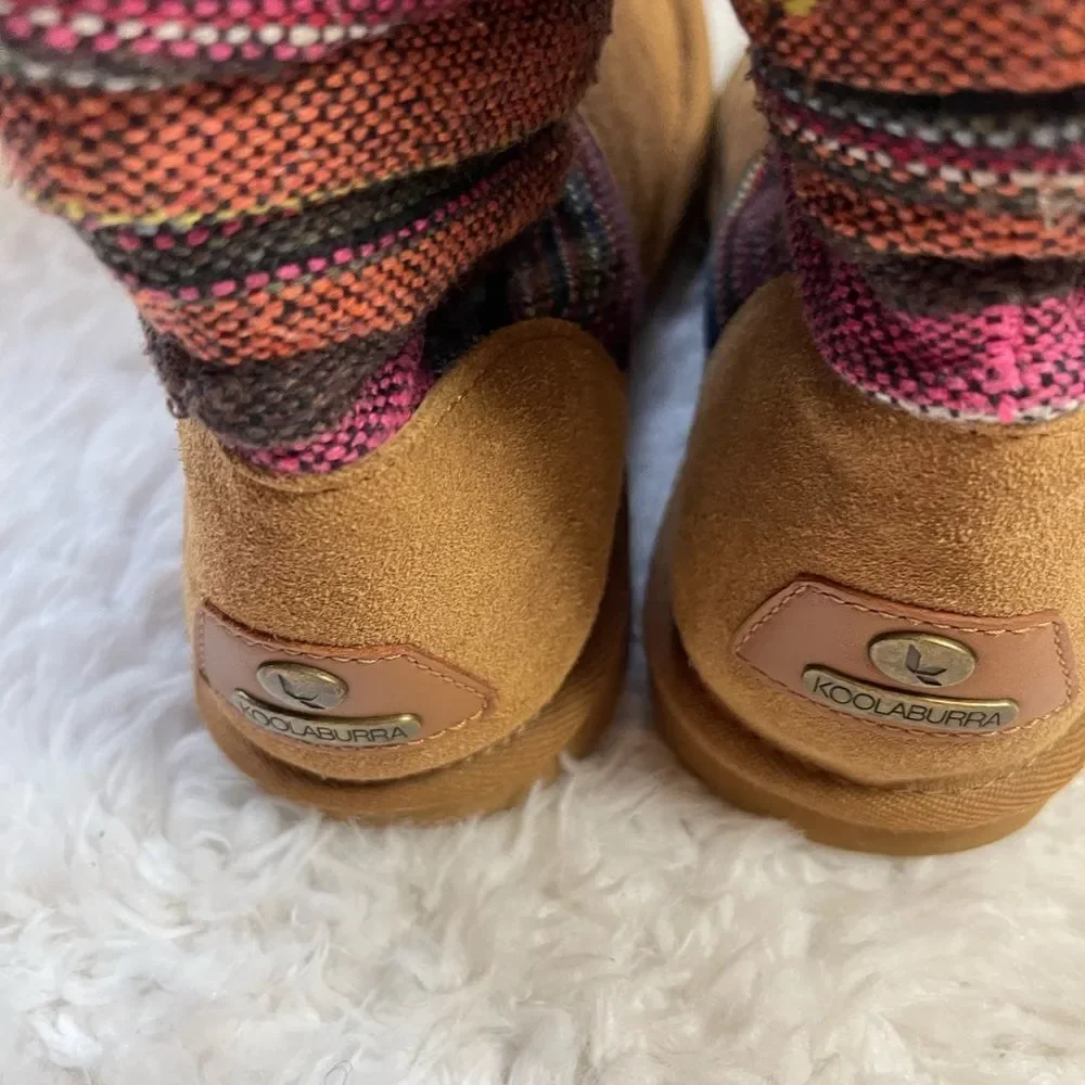 KOOLABURRA MYKA CHESTNUT SUEDE TRIBAL KILIM BOHO BOOTS SZ 5